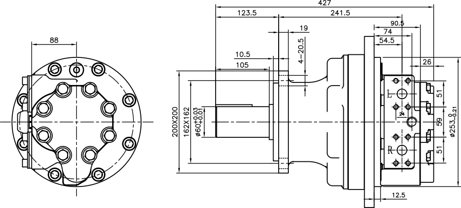 High Flow Radial Piston Hydraulic Oil Motor for construction machinery